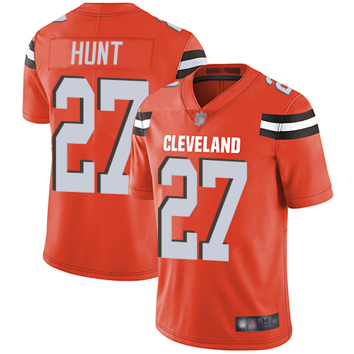 Cleveland Browns Kareem Hunt Men Orange Limited Jersey #27 NFL Football Alternate Vapor Untouchable